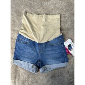 Blue Savvy Maternity Jean Shorts Women's Size S ,Cuffed Full Panel